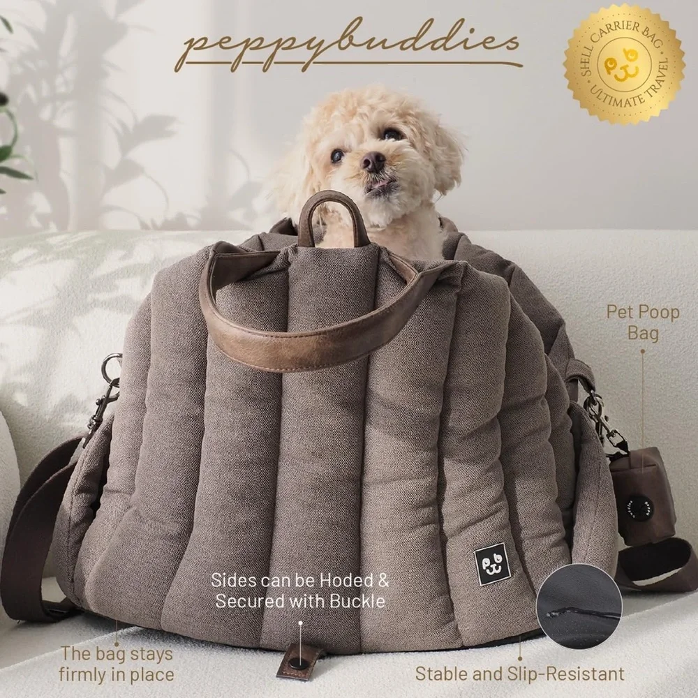 Plush Quilted Dog Carrier Bag - Brown
